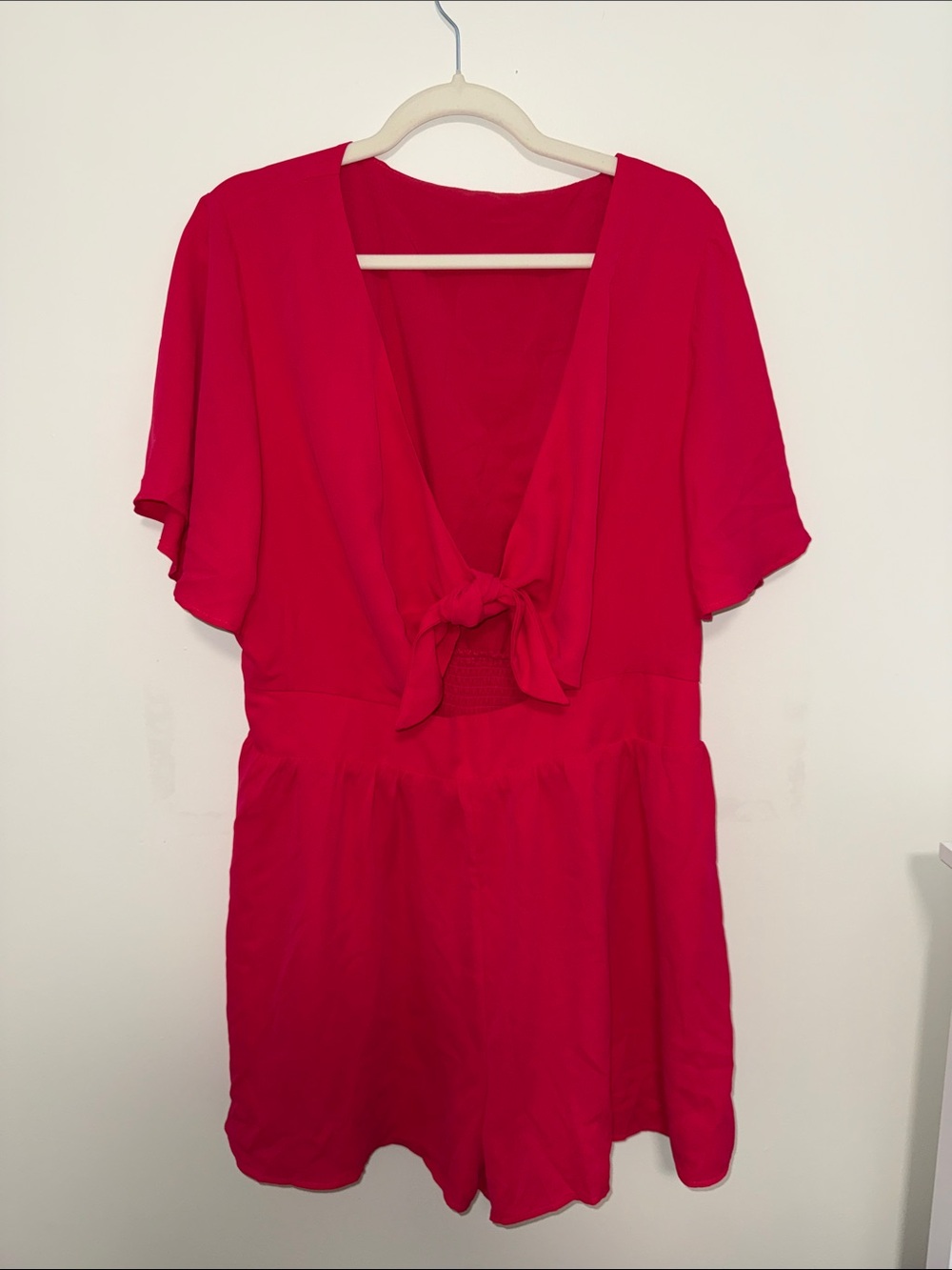 Bright Pink Adjustable Tie-Front Romper